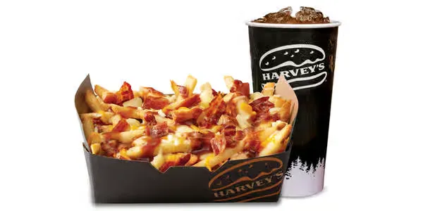 Large Bacon Double Cheese Poutine with 20 oz Soft Drink